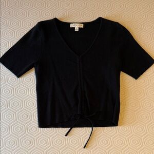 She + Sky Black V-Neck Crop Top